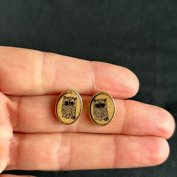 Vintage Jewelry - Owl‎ Earrings | Vintage Wood tone